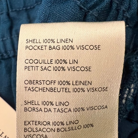 Anthropologie Linen Extra Wide Leg Lounge Pants XL NWT Boho Earthy Beach Blue - Picture 13 of 13